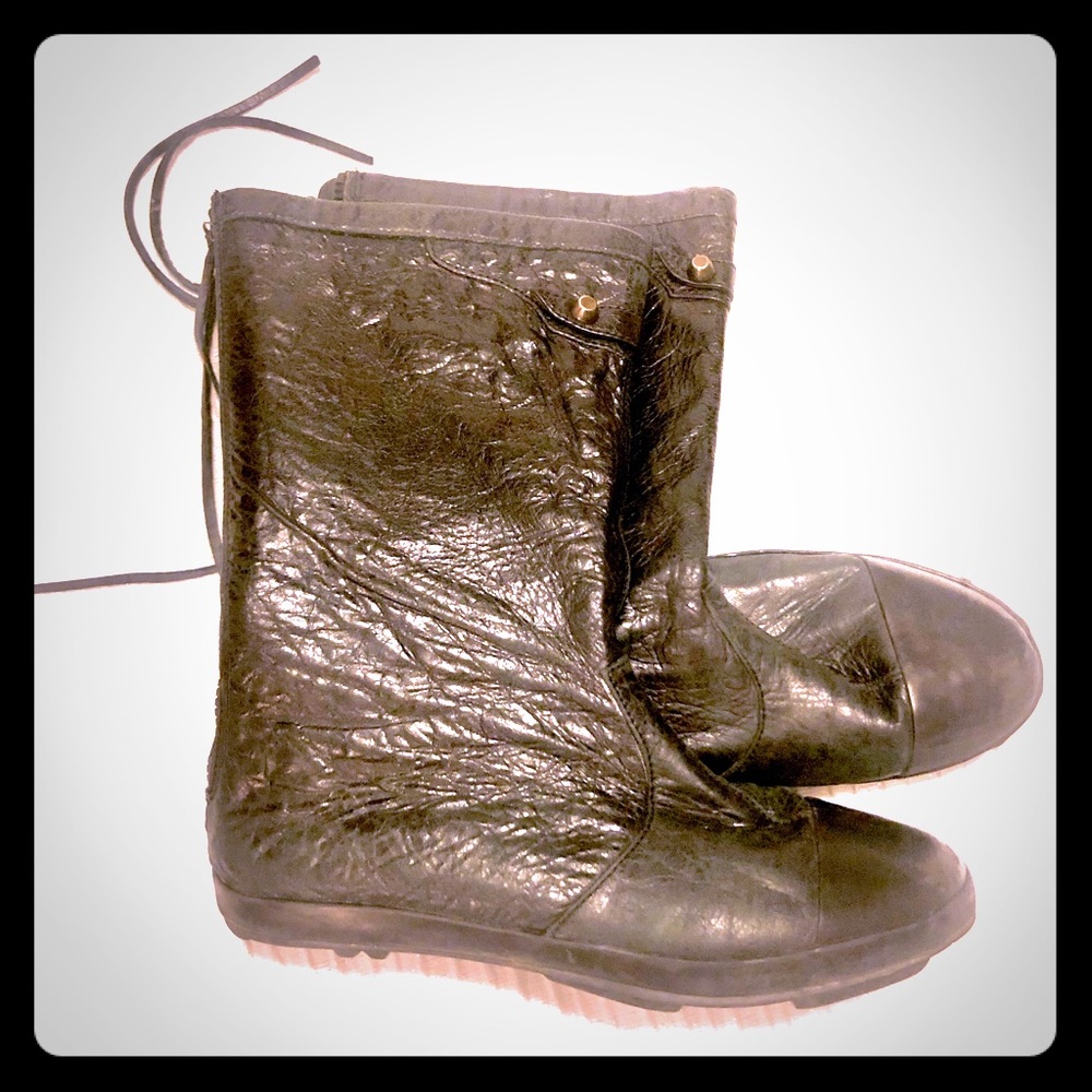 Balenciaga stiv. pelle s gomma arena mid calf boot